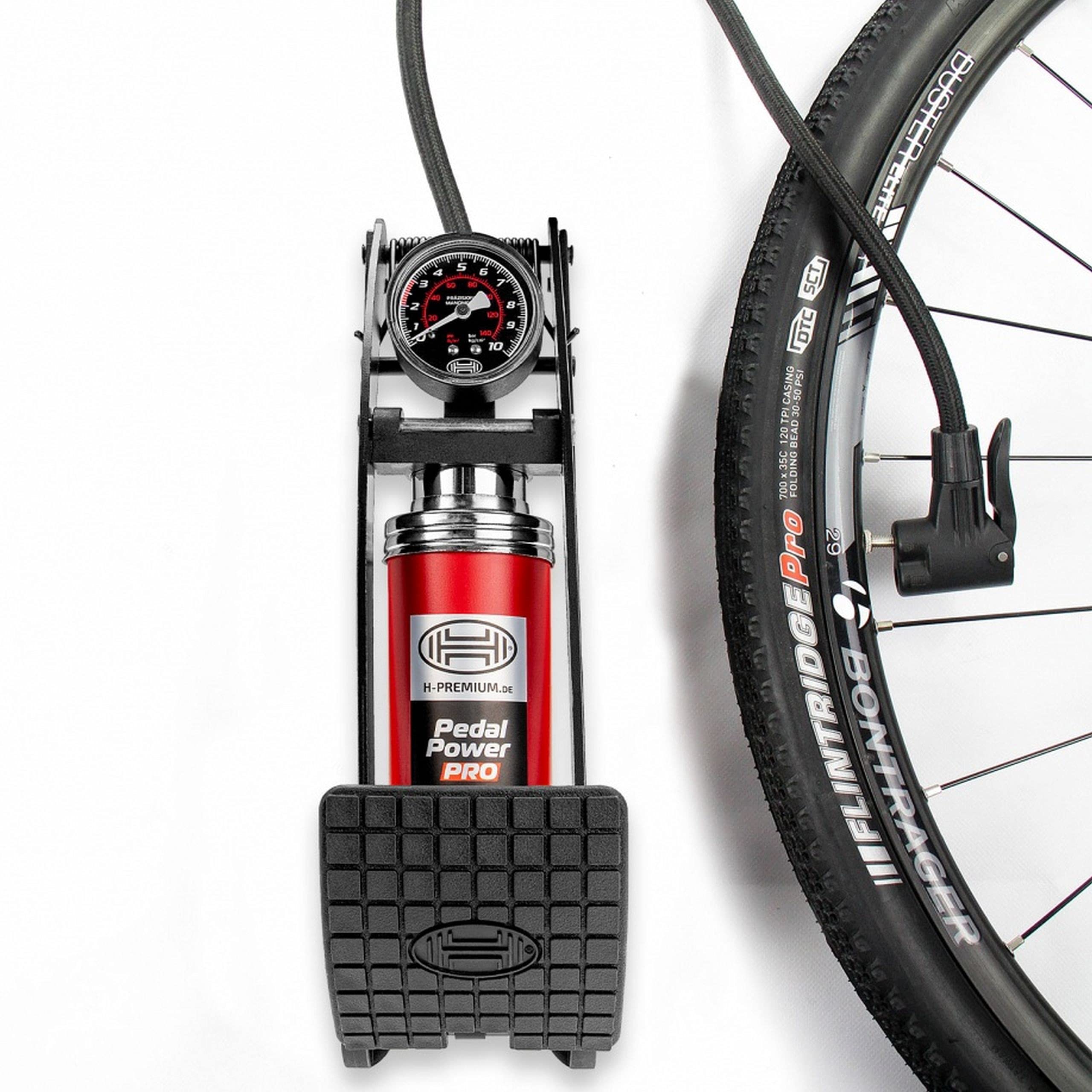 HEYNER PedalPower Pro Foot Air Pump with Gauge - 10 Bar Tyre Inflator