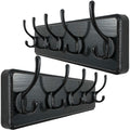 WEBI Solid Wood Wall Mounted Coat Rack – 5 Hooks, Rustic Black, 2 Pack