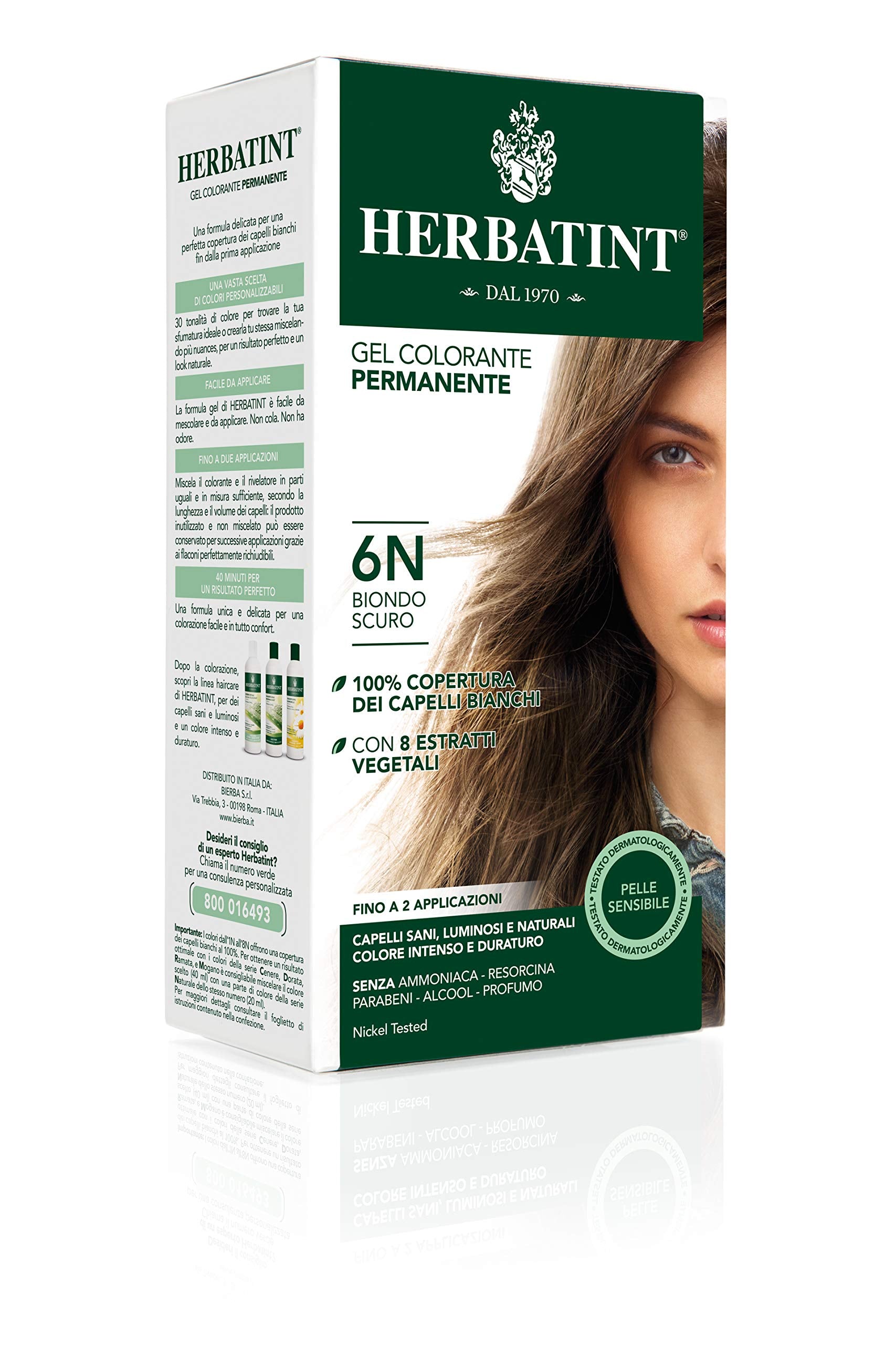 Herbatint Permanent Herbal Hair Colour Gel – 6N Dark Blonde – 135ml