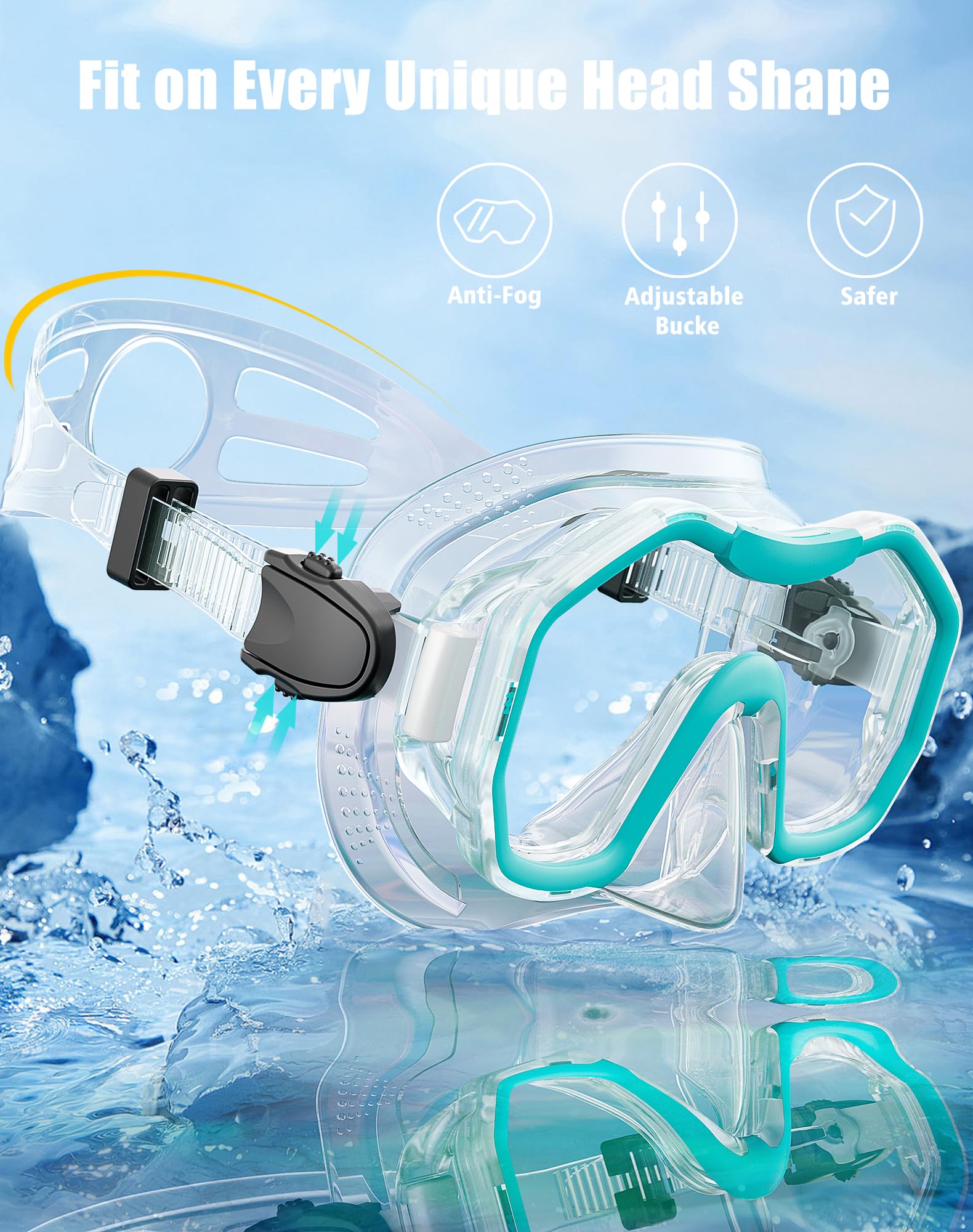Lealinga 2-Pack Snorkel Set | Anti-Fog Panoramic Mask & Dry Top Snorkel