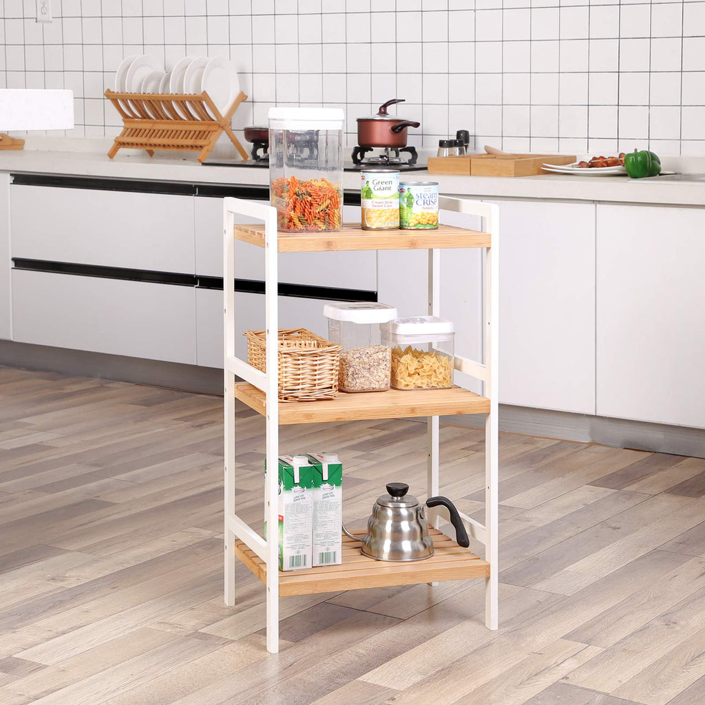 SONGMICS 3-Tier Bamboo Storage Rack | Adjustable Shelving Unit, Natural
