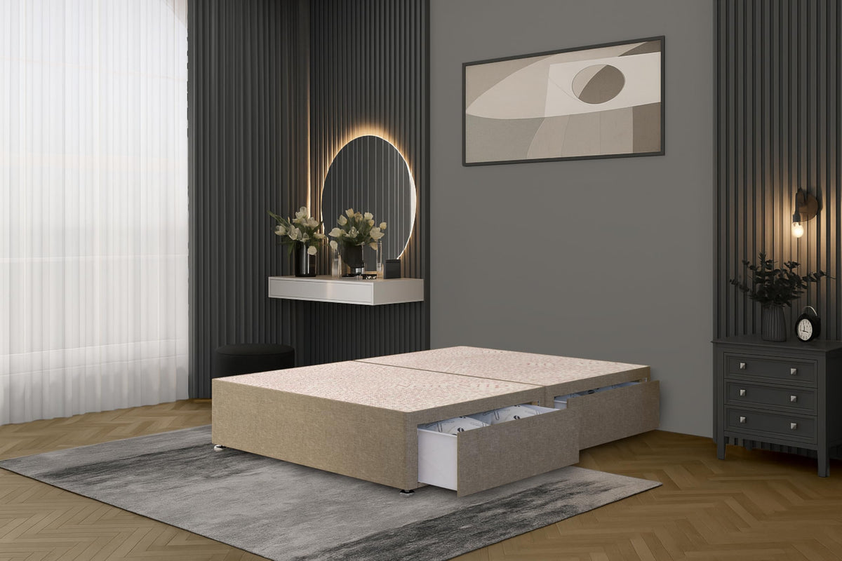 Bed Centre Flexby Divan Bed Base, 3FT Single, Linen Wheat Fabric - image 1