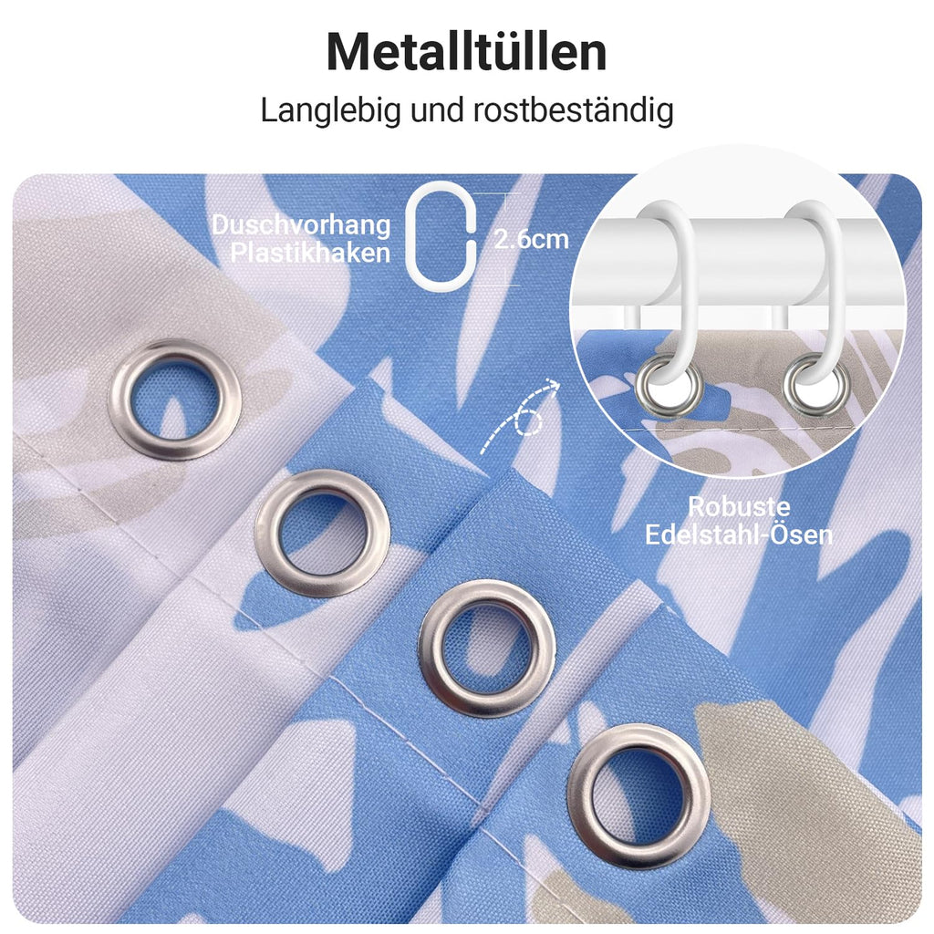 Lerores Shower Curtain 240 x 180 cm, Underwater Algae Anti-Mould Textile, Weighted Hem, Water-Repellent - image 4