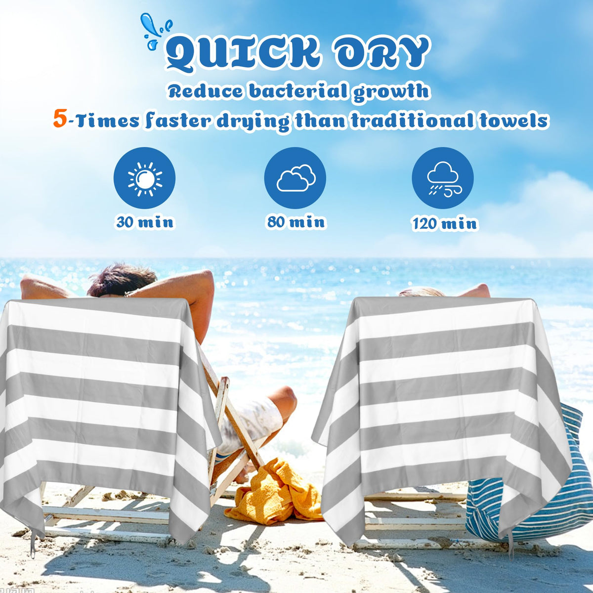 Anavasi Microfibre Beach Towels for Adults, 1 Pack 180 x 90cm 100% Recycled - image 4