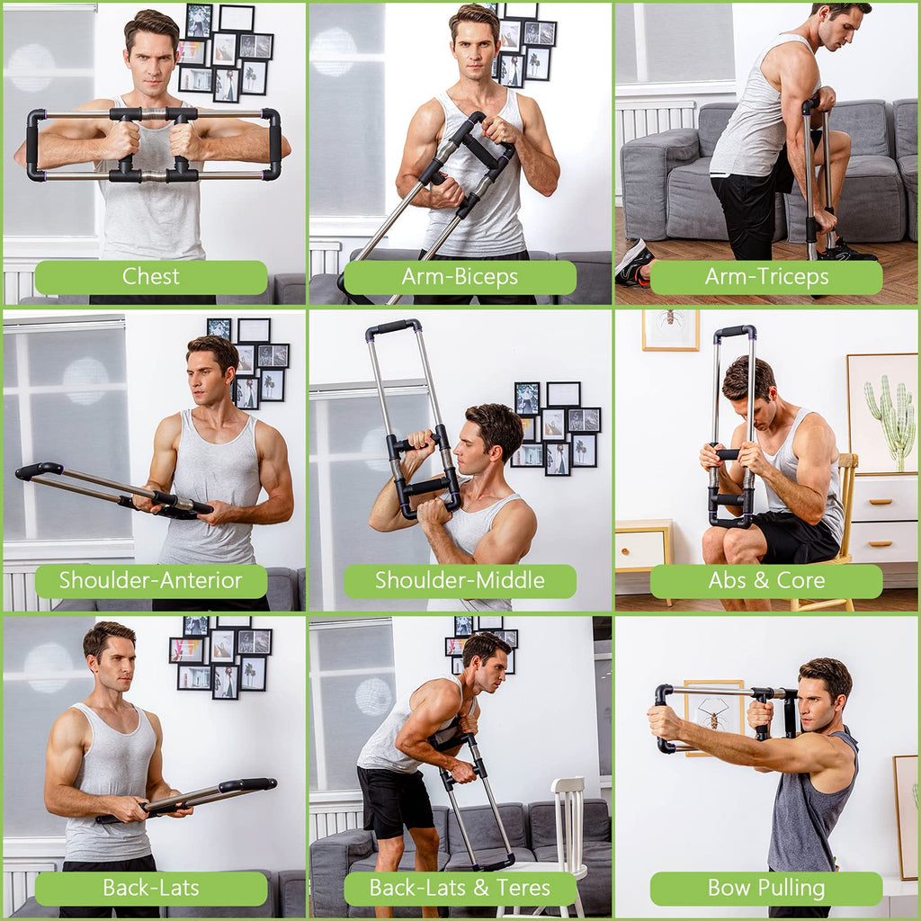 GoFitness Push Down Bar - Portable Spring Chest Expander & Arm Exerciser