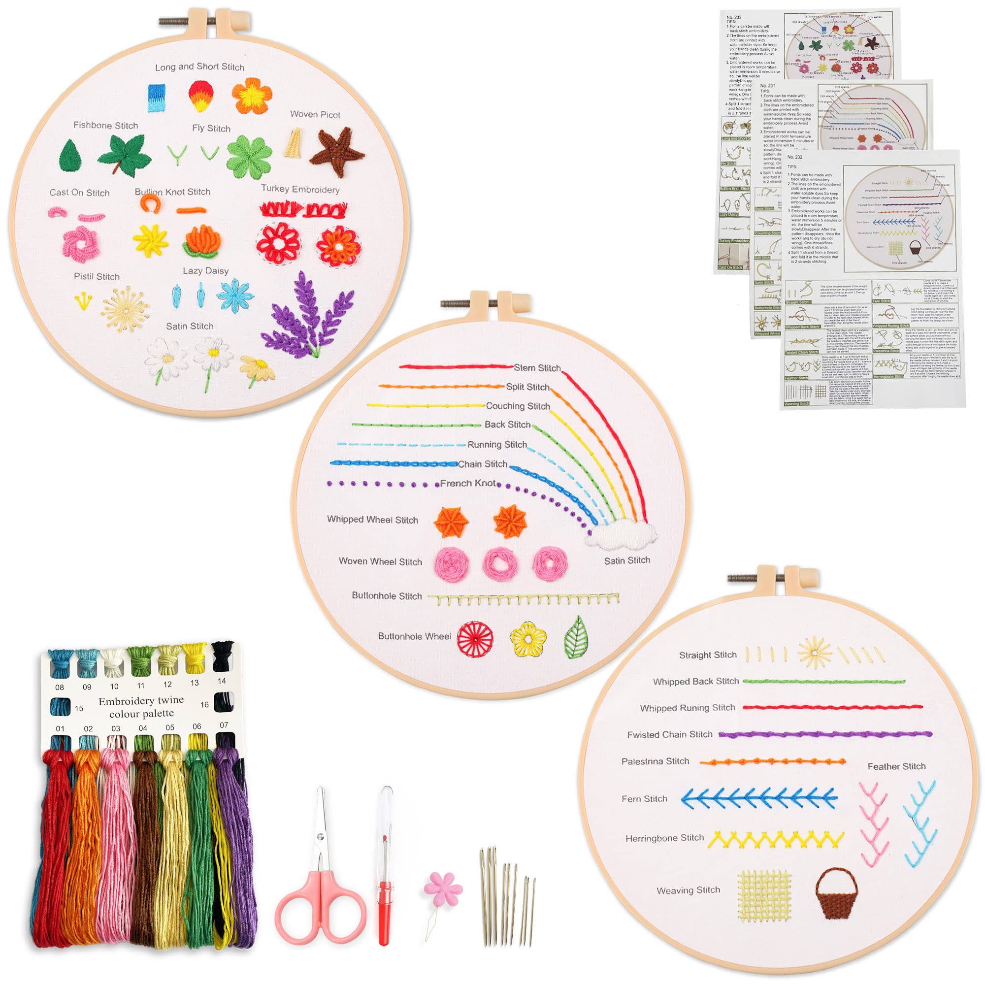 Myfelicity Embroidery Starter Kit | 30 Stitches Practice Set for Beginners