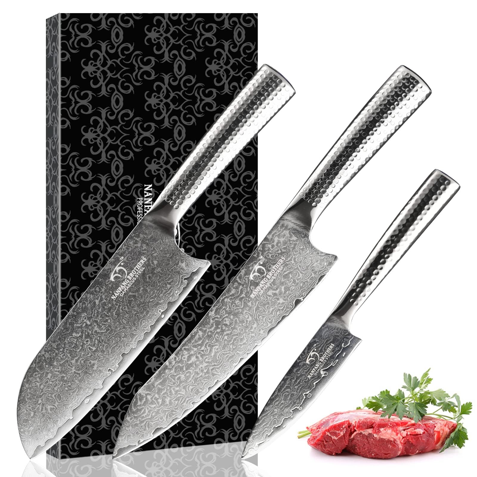 3-Piece Damascus Kitchen Knife Set | VG10 Japanese Steel