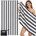 Large Microfibre Beach Towel for Adults with Bag 160x90cm,Grey Quick Dry Beach Towel with Double Sided,Lightweight Beach Microfiber Towels for Travel - image 1