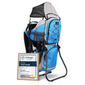 Dromader Baby Carrier Hiking Backpack with Sun Canopy & Rain Cover - Blue