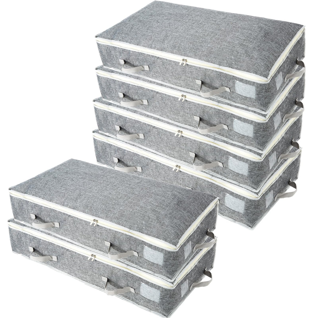 90L Under-Bed Storage Bags | Foldable Fabric Organizers, 6PK