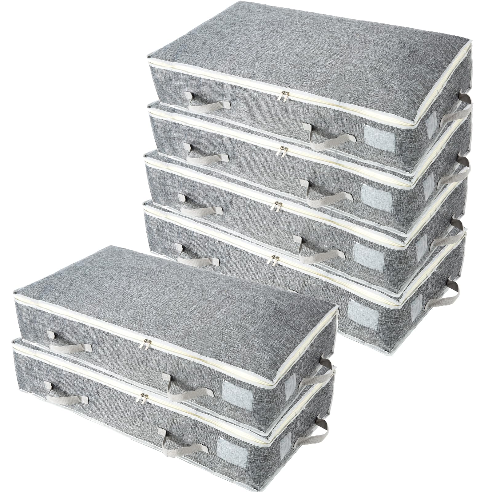 90L Under-Bed Storage Bags | Foldable Fabric Organizers, 6PK