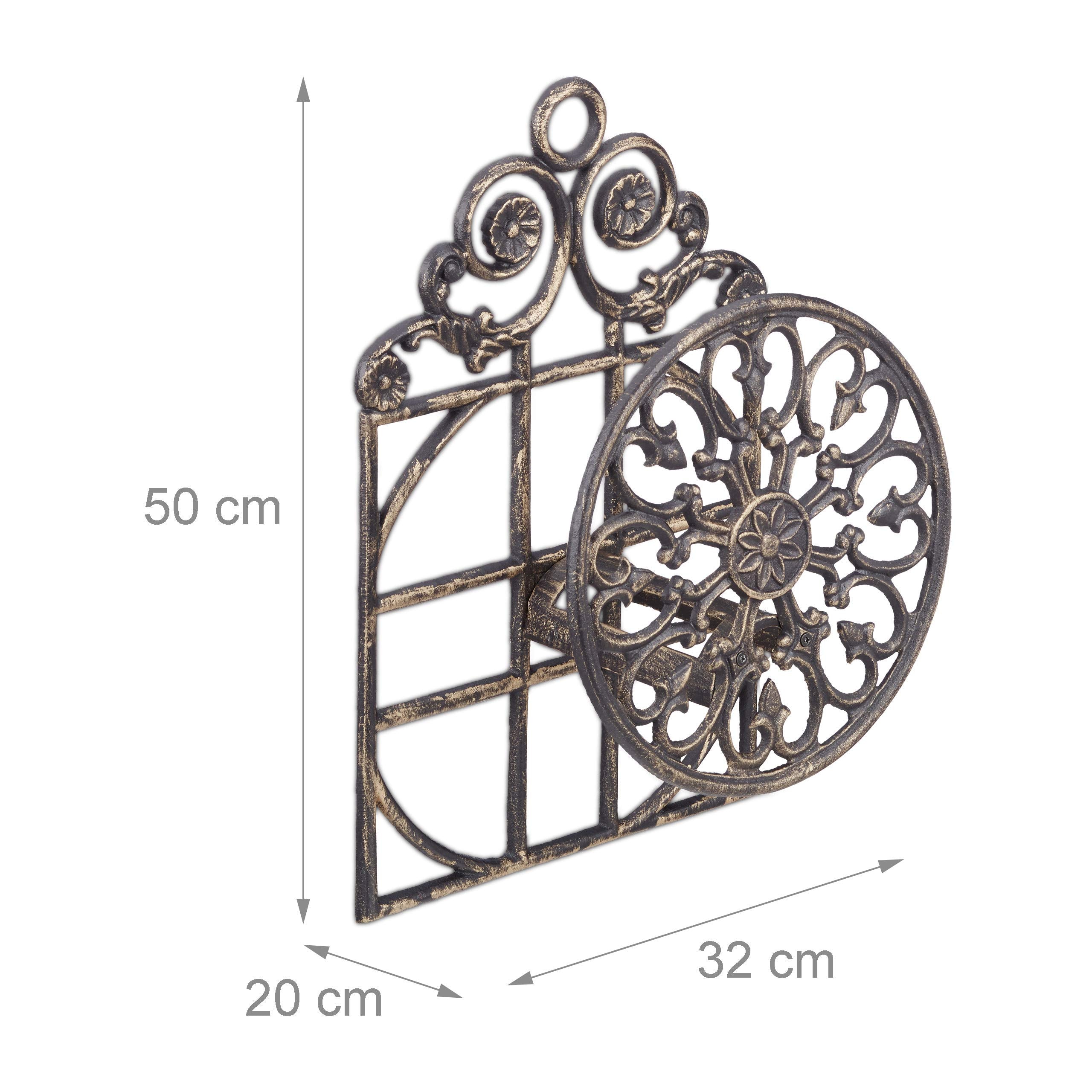 Relaxdays Antique Cast Iron Garden Hose Holder – Wall-Mounted, Bronze