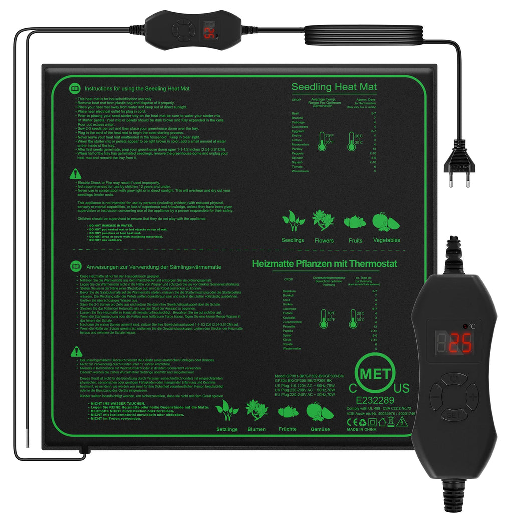 Mojimdo 70W Seedling Heat Mat with Thermostat - 50x50cm Waterproof PVC