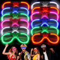 SCIONE 12 Pack LED Glasses | Glow in the Dark Party Supplies - 3 Light Modes