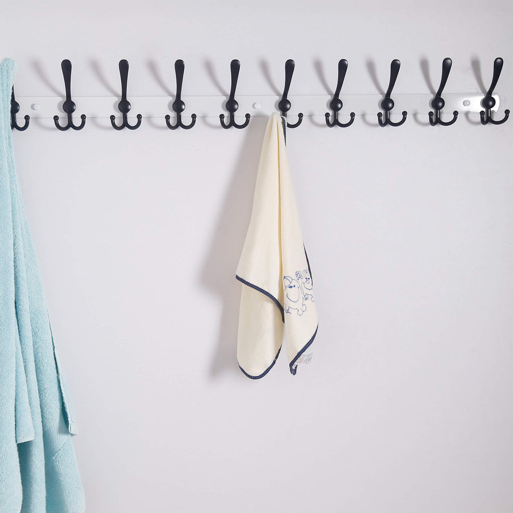 Dseap 96cm Wall Mounted Coat Rack | 10 Tri Hooks Heavy Duty Metal Rail