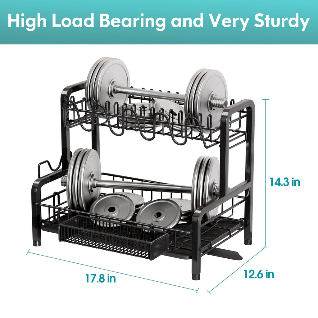 2-Tier Dish Drying Rack – Rustproof Stainless Steel with Drip Tray
