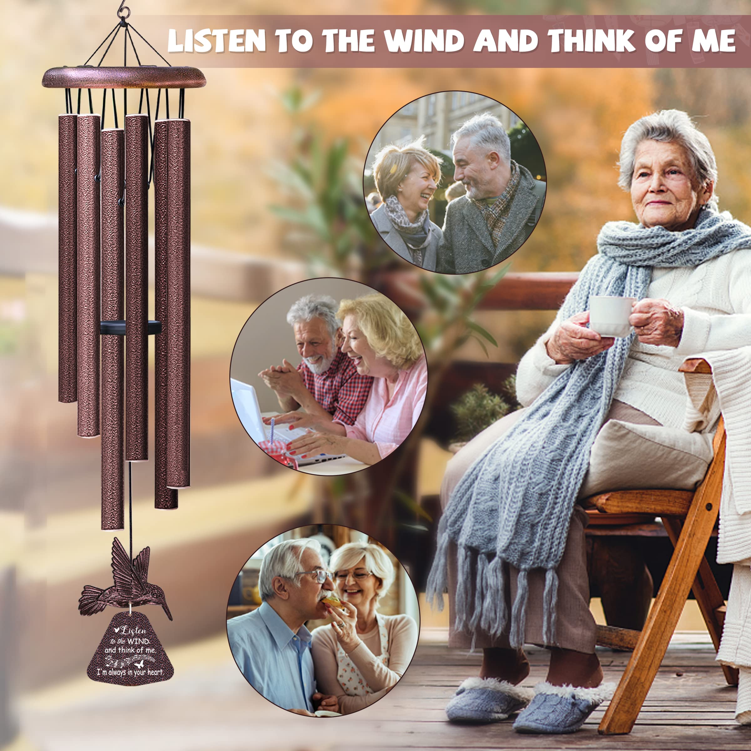 Hummingbird Memorial Wind Chimes - 32 Inch Sympathy Gift