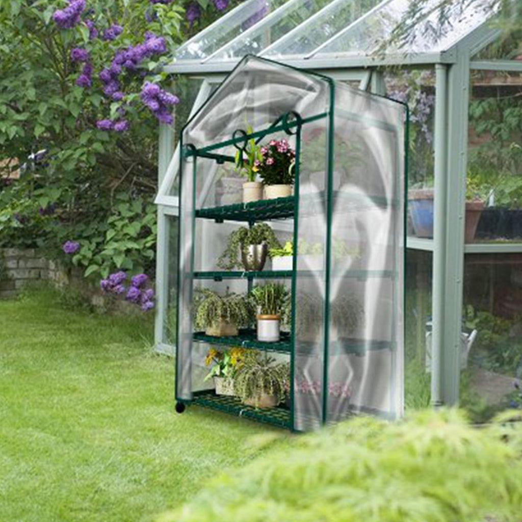 Home-Complete 4-Tier Mini Greenhouse | Portable Indoor Outdoor Steel Frame