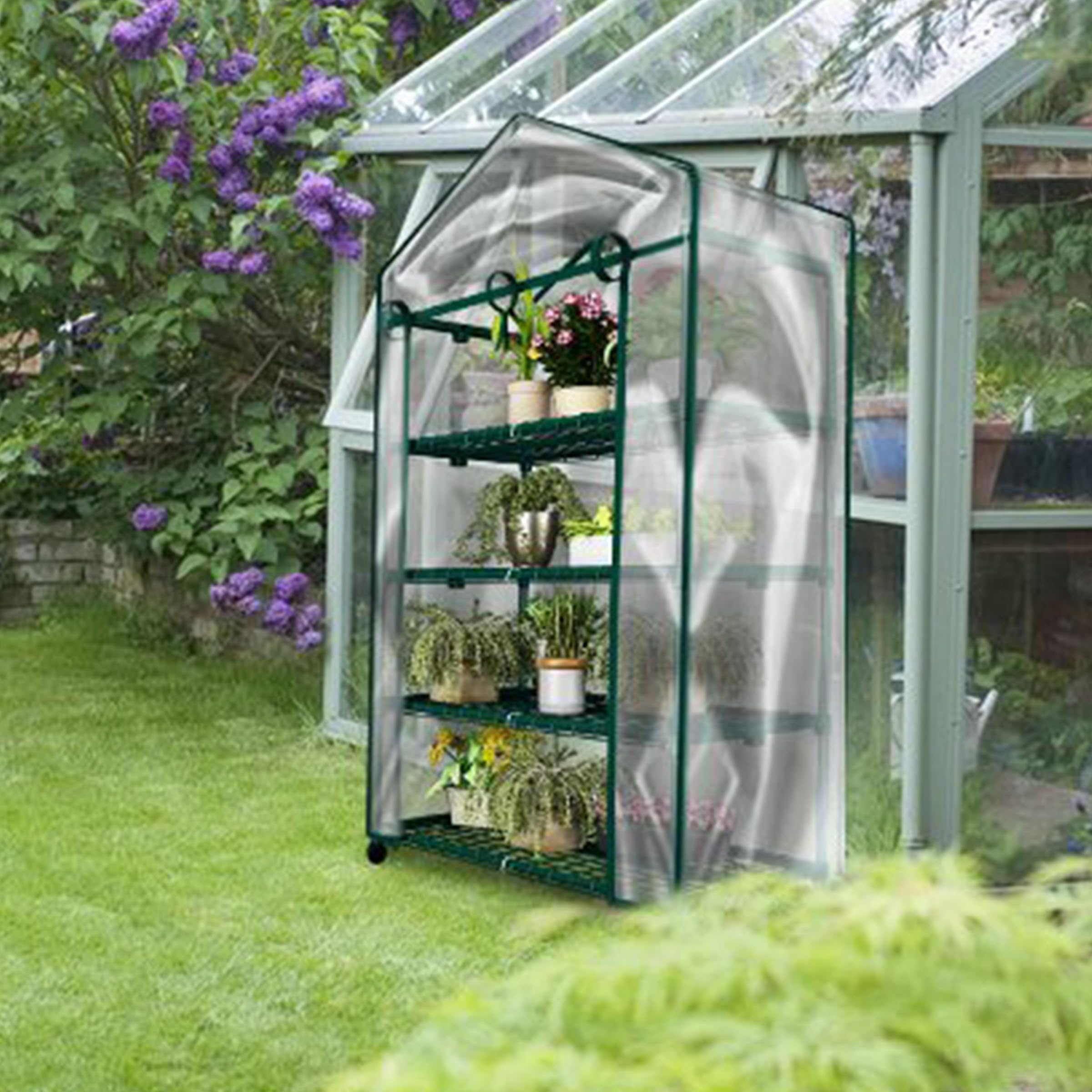Home-Complete 4-Tier Mini Greenhouse | Portable Indoor Outdoor Steel Frame