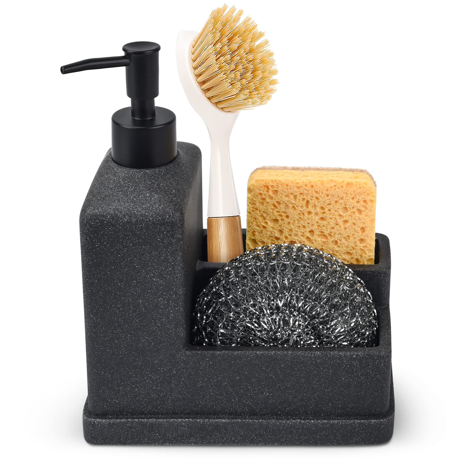 3-in-1 Resin Soap Dispenser with Sponge and Brush Holder