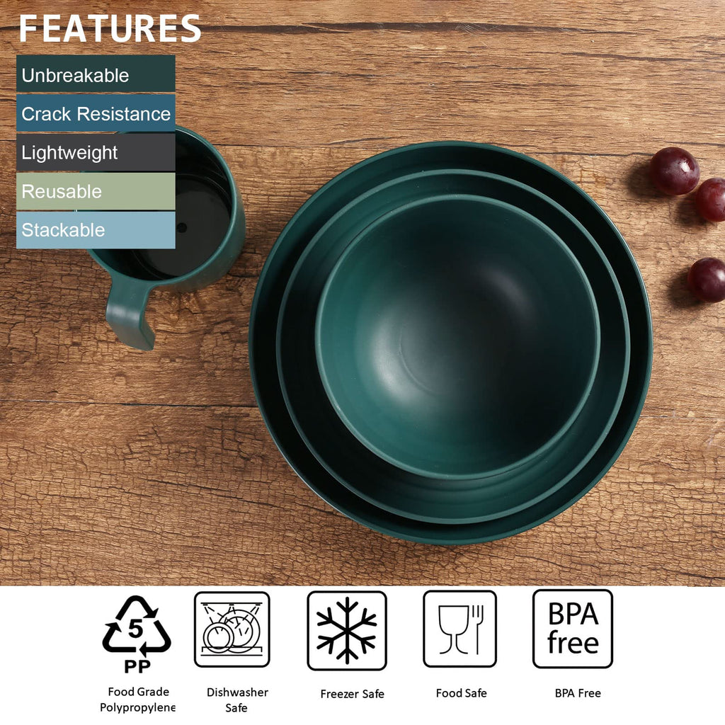36pc Unbreakable Dinnerware Set – Microwave Safe Camping Plates