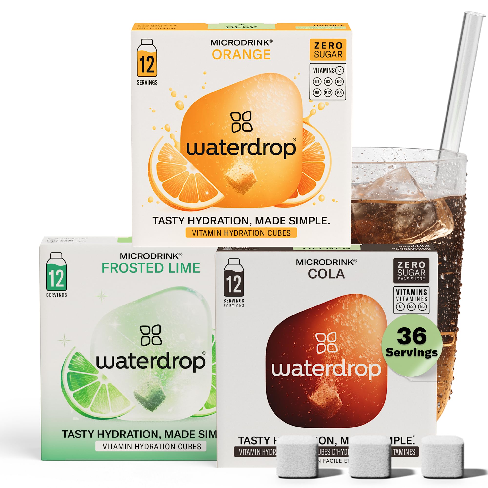 waterdrop Microdrink Fizzy Drinks Set | 36 Sugar Free Drink Cubes
