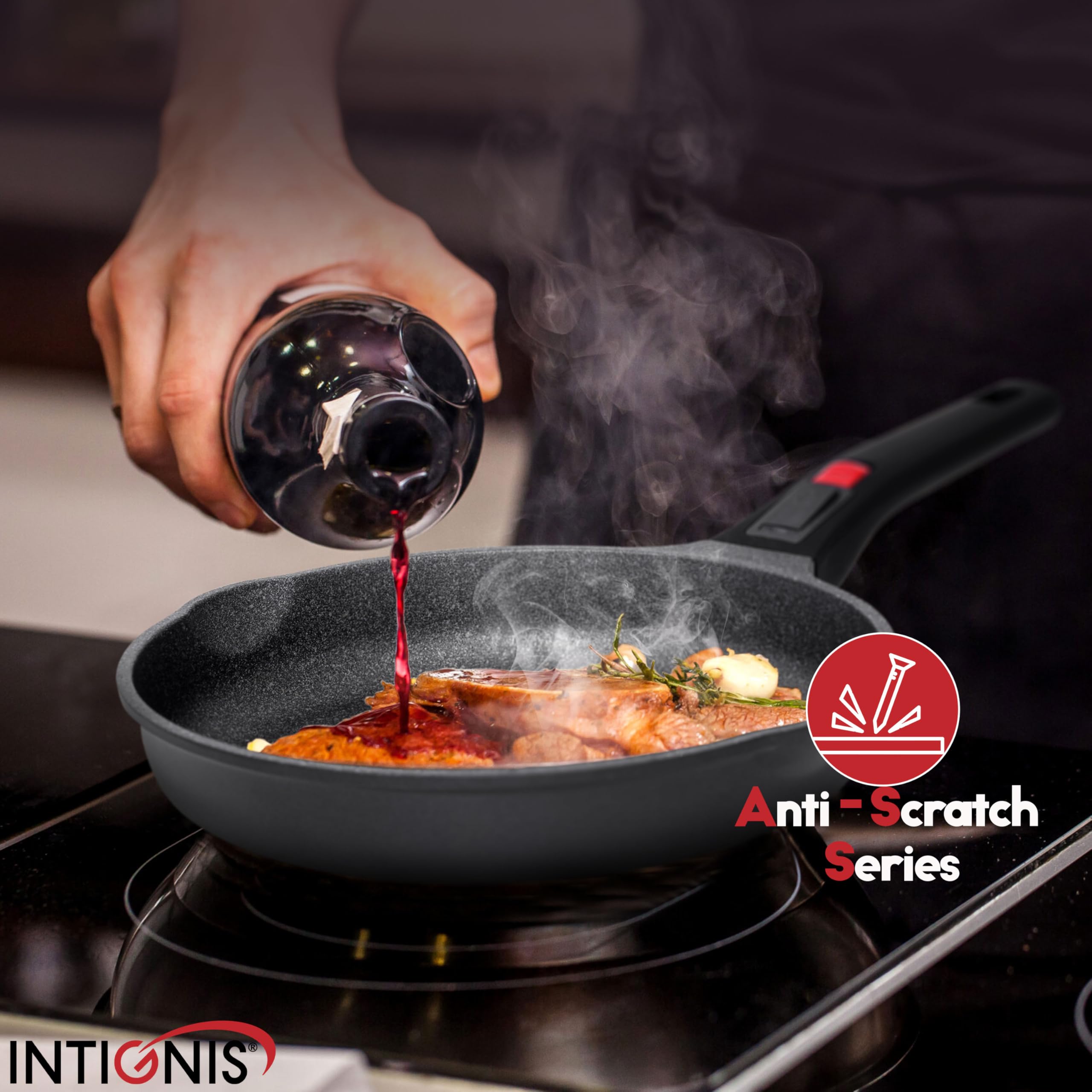 INTIGNIS 30cm Non-Stick Frying Pan | Detachable Handle | Induction Safe