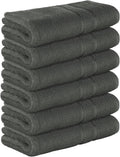 The Living Looms 6-Pack Hand Towel Set | 100% Ring Spun Cotton - Dark Grey