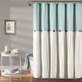 Lush Decor Linen Button Shower Curtain | Modern Farmhouse Blue, 72x72