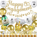 Gold Engagement Party Decorations – 35pc Banner & Balloon Kit