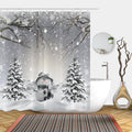 Abaysto Christmas Snowman Shower Curtain – Winter Snowflake Fabric Decor