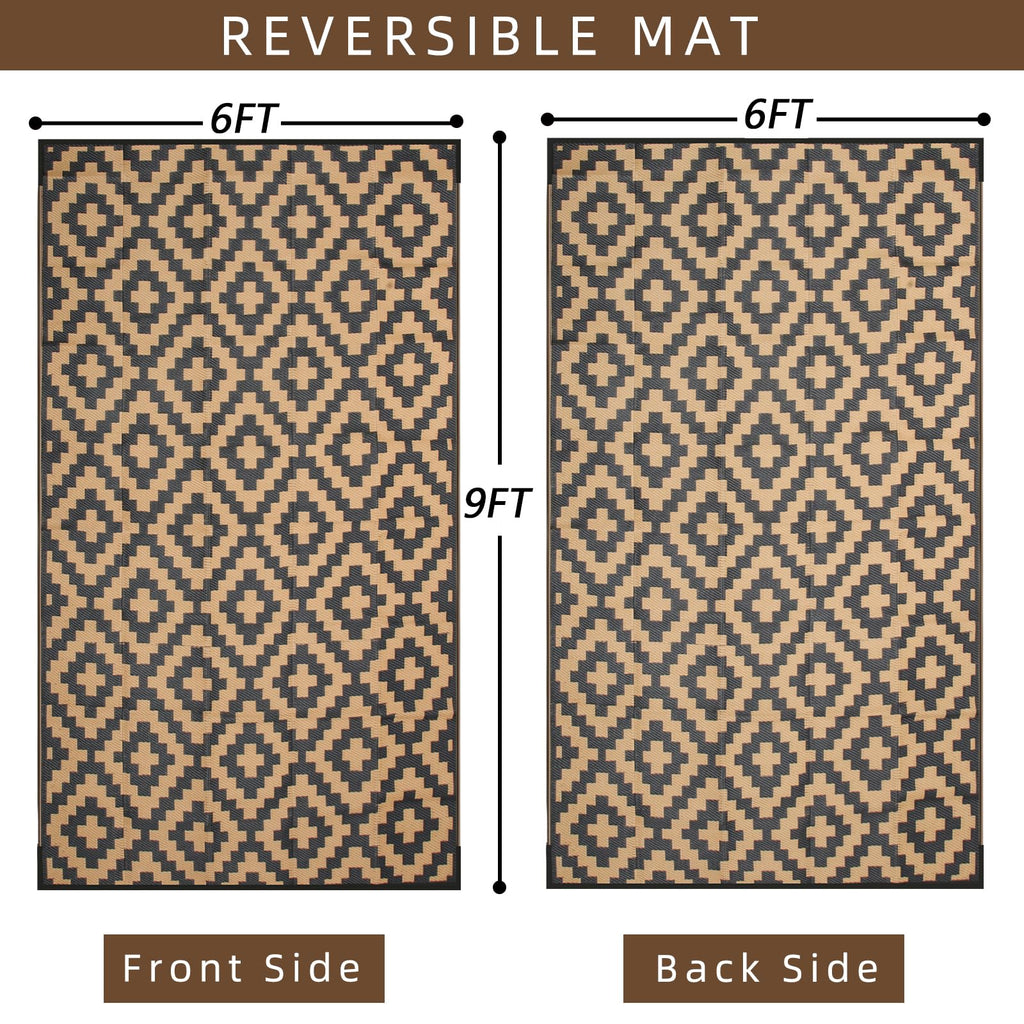 Enipate Geometric Outdoor Rug – 6x9ft Reversible Waterproof Patio Mat