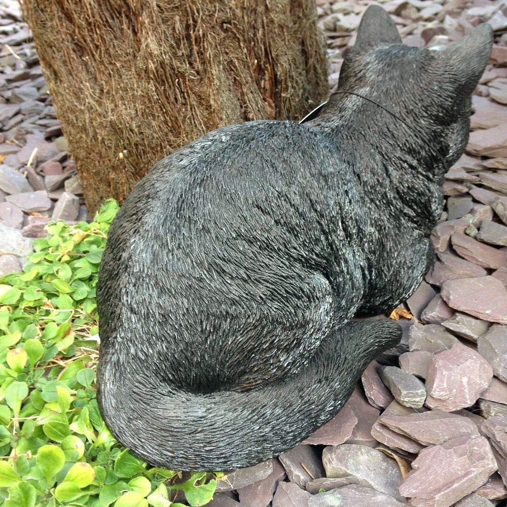 Vivid Arts Dreaming Cat Resin Garden Ornament - Black and White