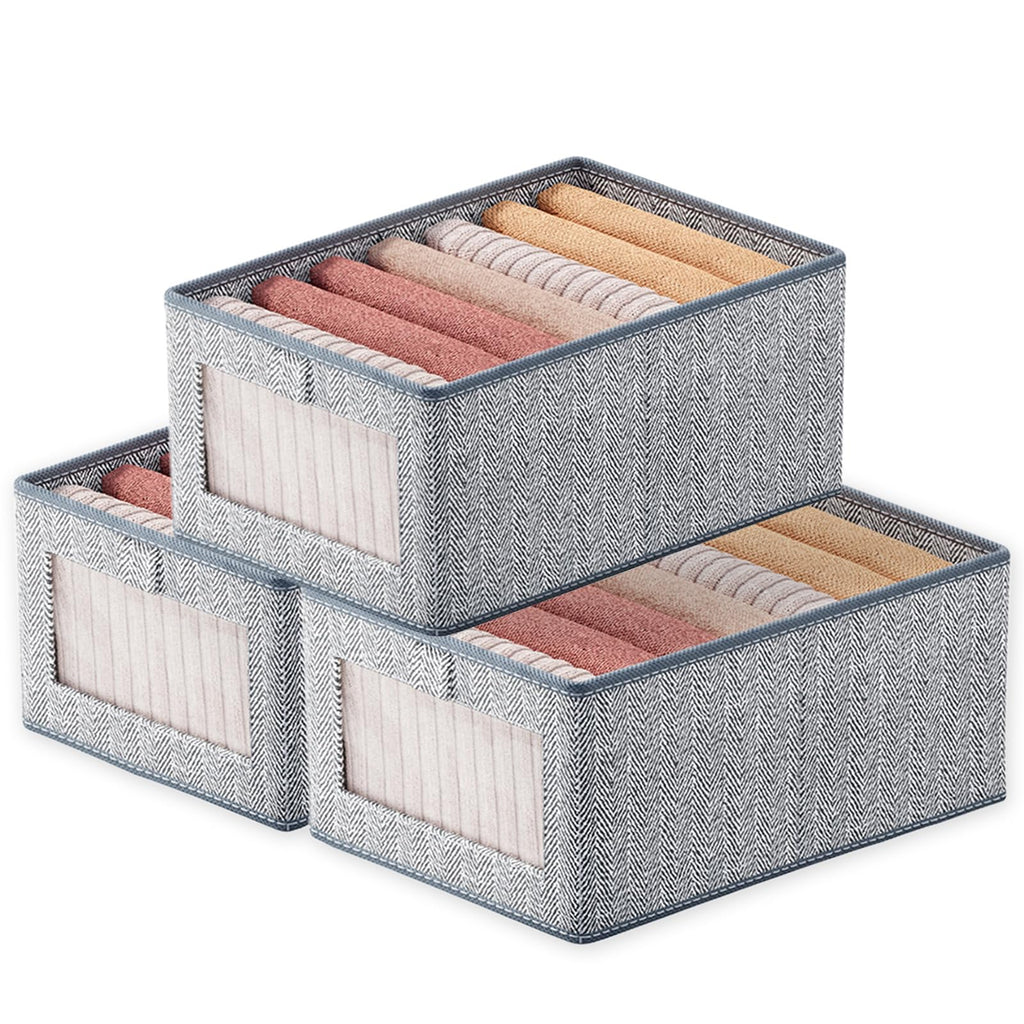 Goesort Set of 3 Clothes Storage Boxes, Wardrobe Storage Organiser Fabric Clothes Organiser - image 1