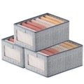 Goesort Set of 3 Clothes Storage Boxes, Wardrobe Storage Organiser Fabric Clothes Organiser - image 1