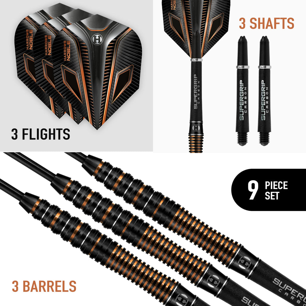 Harrows Noble 90% Tungsten Steel Tip Darts Set – 25g Professional Darts