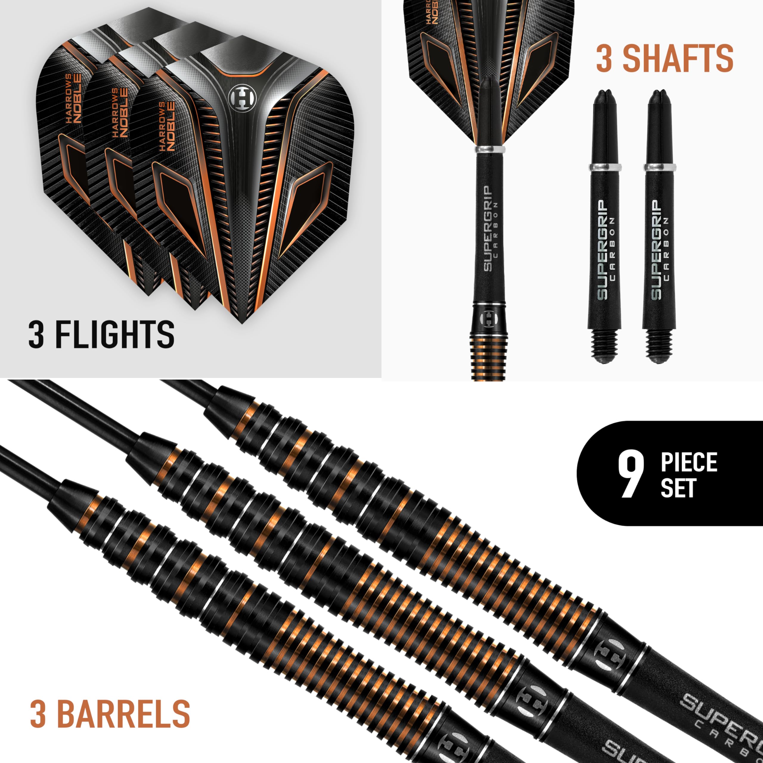 Harrows Noble 90% Tungsten Steel Tip Darts Set | 22g Precision Darts