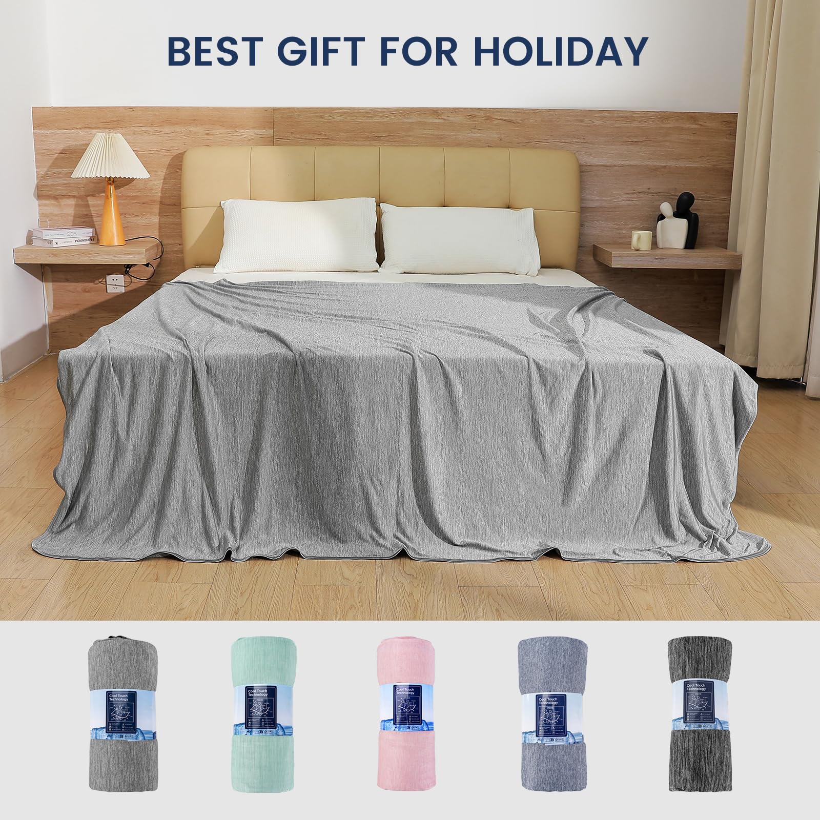 Danctec Cooling Blanket for Night Sweats | Lightweight Summer Throw, Grey