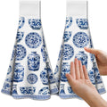 CUTHOLLOW Blue and White Porcelain Microfiber Hanging Kitchen Tea Towels