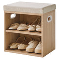 YMYNY Small Shoe Storage Bench with Cushion, Light Natural HBD028R