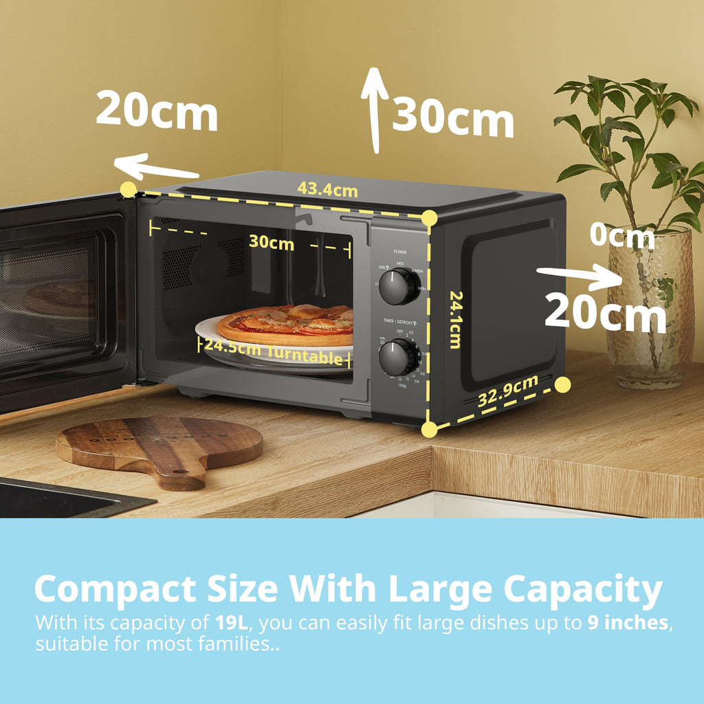 COMFEE' 19L Compact Mini Microwave Oven | 700W Inverter Tech – Black Mirror