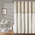 Lush Decor Linen Button Shower Curtain – Farmhouse Cotton Blend, 72x72