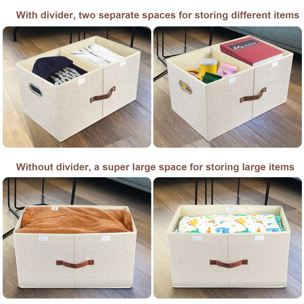 TYEERS Extra Large Fabric Storage Box | Collapsible Wardrobe Organizer