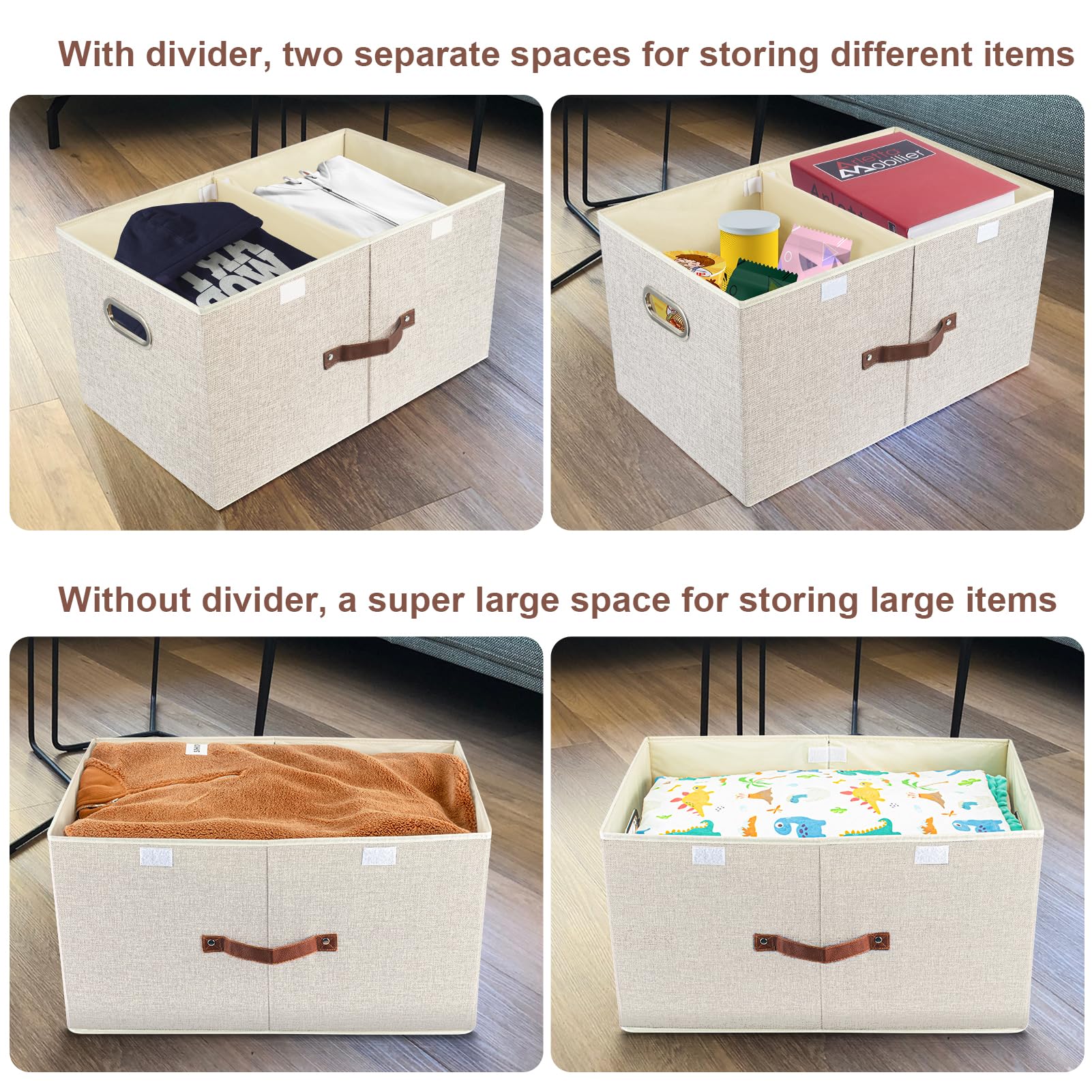 TYEERS Extra Large Fabric Storage Box | Collapsible Wardrobe Organizer