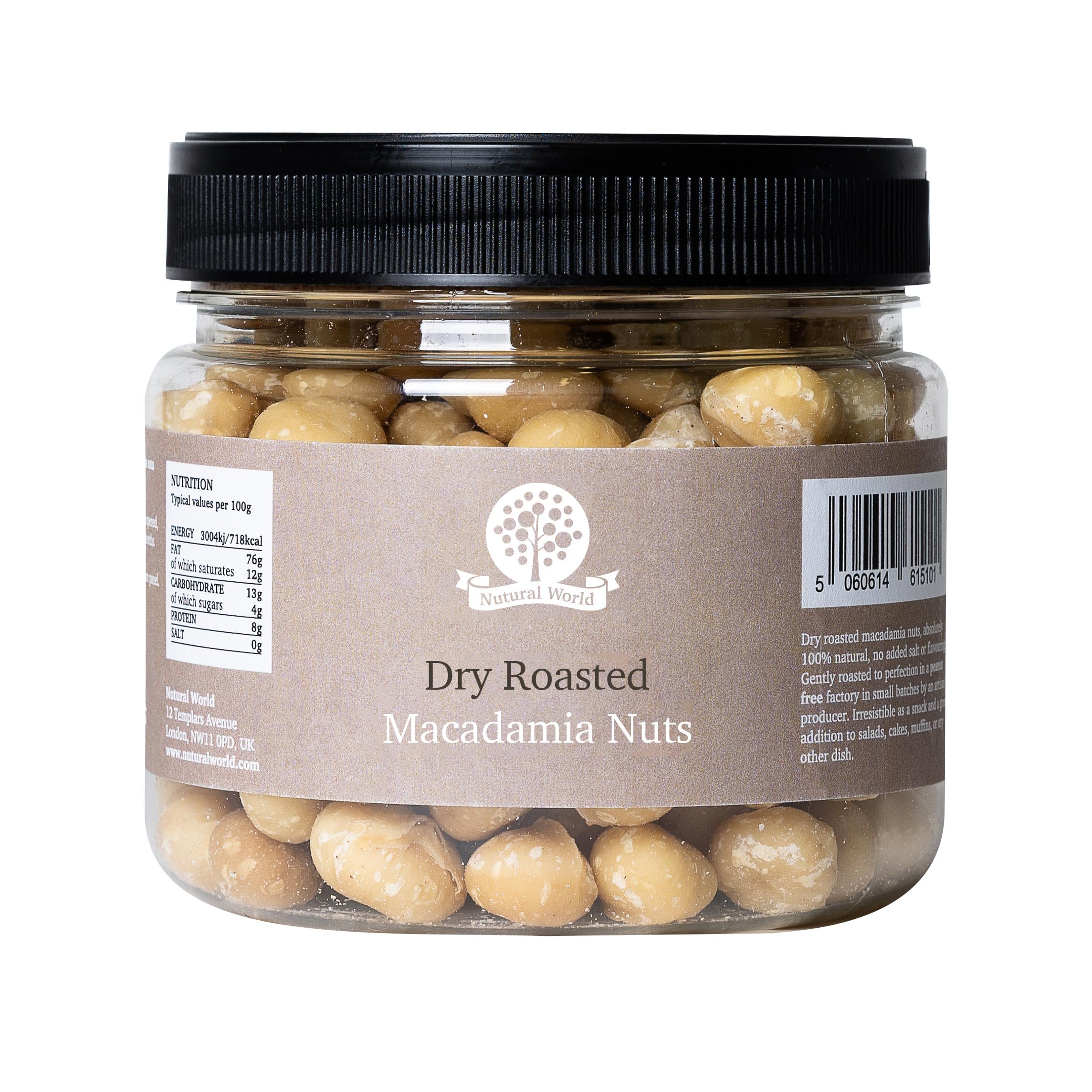 Nutural World Dry Roasted Macadamia Nuts – Unsalted Keto Snack (500g)