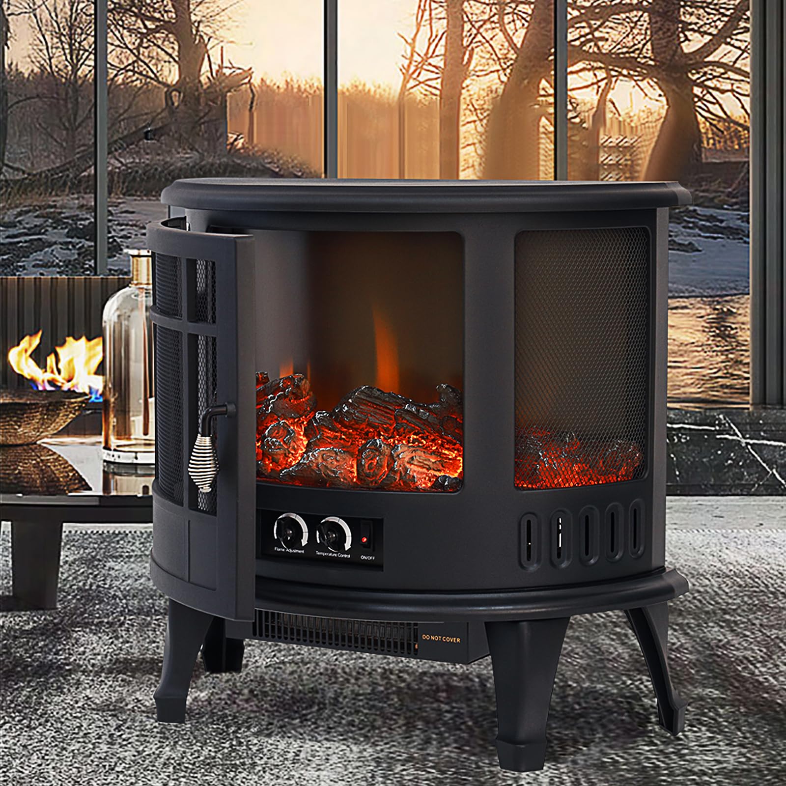 INMOZATA Electric Fire Stove Heater | 1800W LED Log Flame Effect