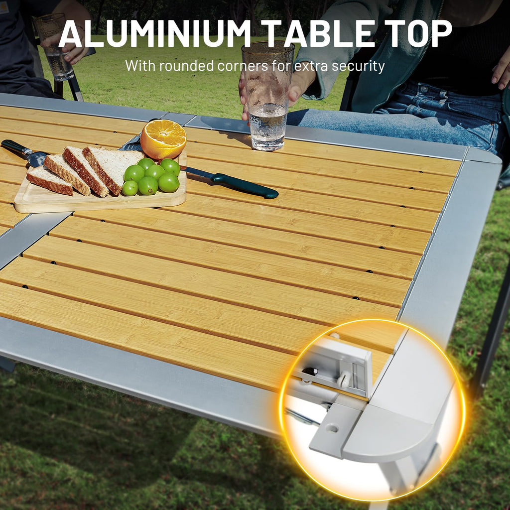 Timber Ridge Folding Camping Table | 110x70cm Aluminium Roll Up Table