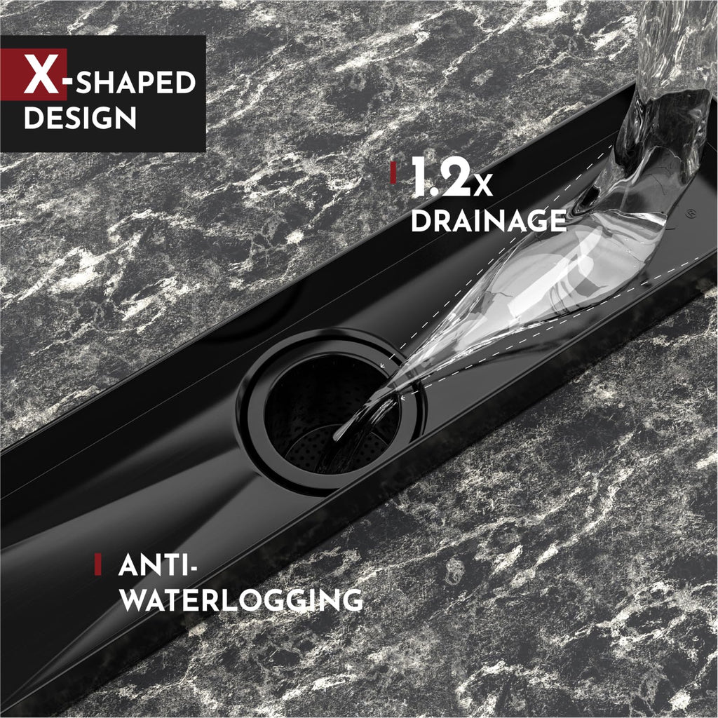 WEBANG 24 Inch Rectangular Linear Shower Floor Drain With Accessories,Quadrato Pattern Grate Removable,Food-grade SUS 304 Stainless - image 4
