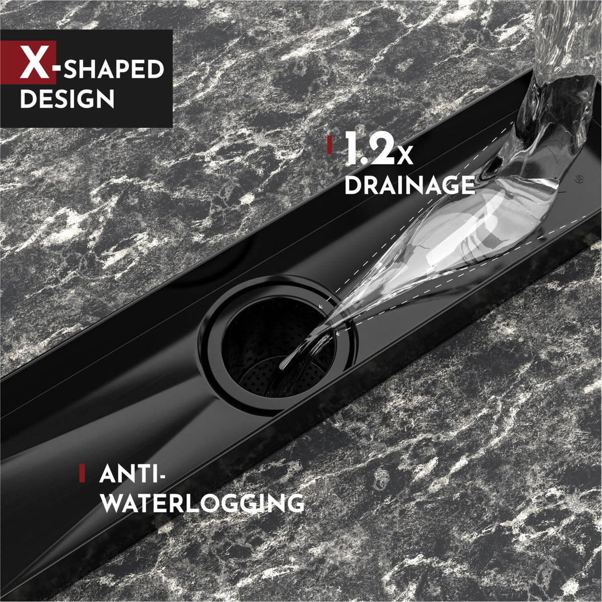 WEBANG 24 Inch Rectangular Linear Shower Floor Drain With Accessories,Quadrato Pattern Grate Removable,Food-grade SUS 304 Stainless - image 4