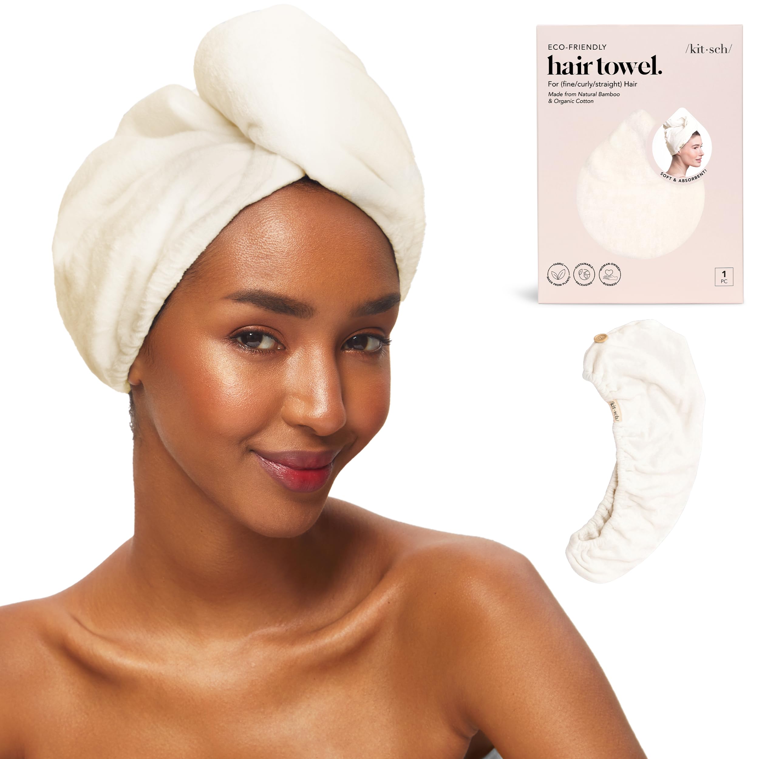 Kitsch Microfiber Hair Towel Wrap – Super Absorbent Anti-Frizz Turban